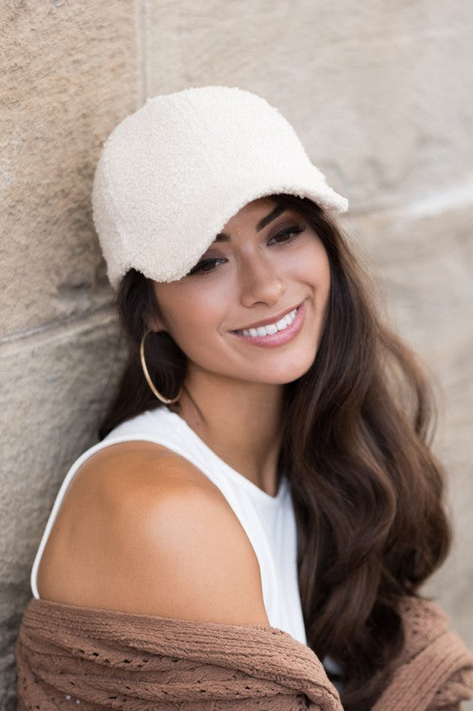 Boucle Sherpa Teddy Bear Knit Ball Cap THRIXINE