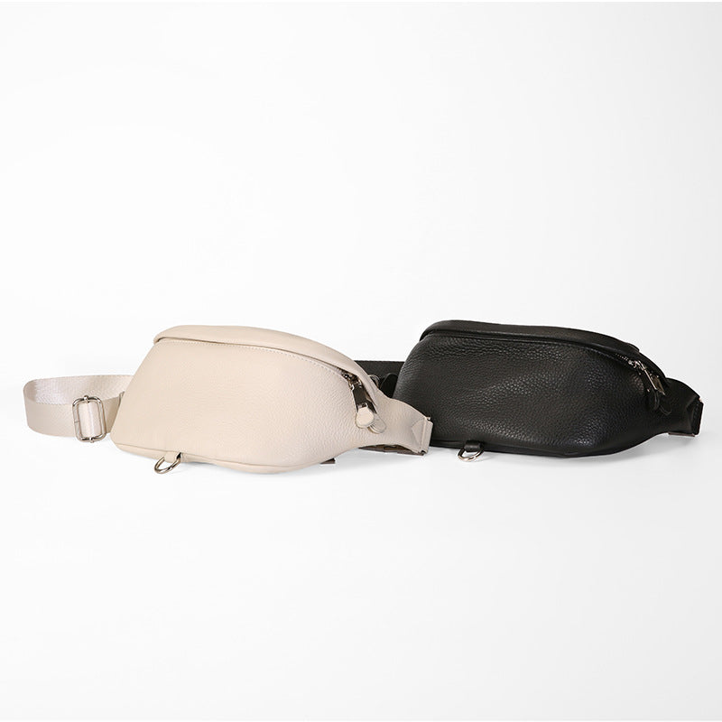 Genuine leather waist bag for women elegant crossbody chest purse unisex for travel running fanny pack SHOMICOBOUTIQUE