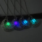 Fashion Moon Natural Glowing Stone Healing Necklace Women Gift Charm Luminous Pendant Necklace Jewelry Pi-Mart
