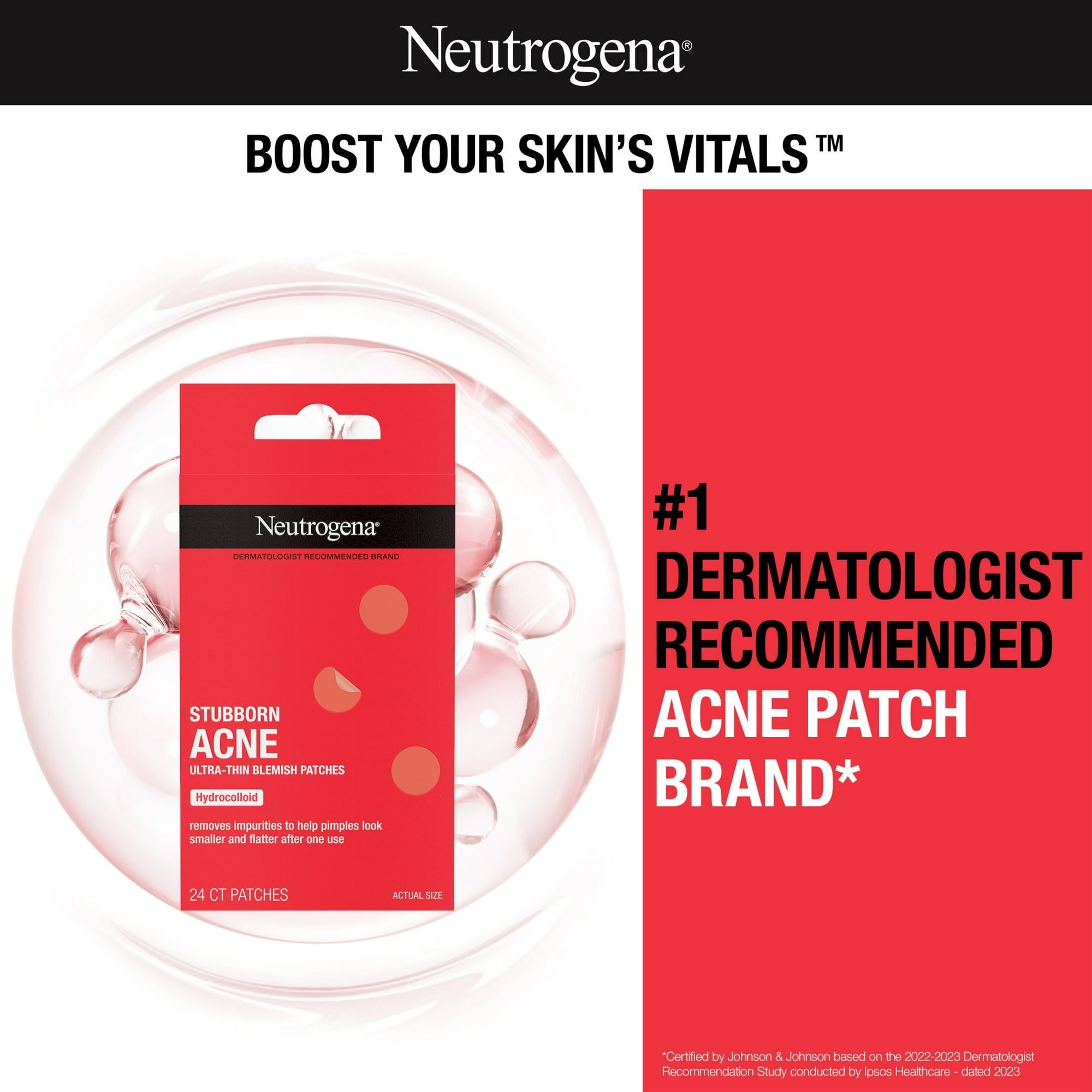 Neutrogena Stubborn Acne Hydrocolloid Acne Treatment Patch, 24 Ct