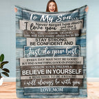 1pc Soft Flannel Blanket, To My Son From Mom Warm Cozy Throw Blanket For Couch Bed Sofa