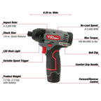 Hyper Tough 12V Max Lithium-Ion Cordless Impact Driver with 1.5Ah Battery and Charger, ?-inch Quick Release Chuck, Model 99307, New EasyOptionXY LLC