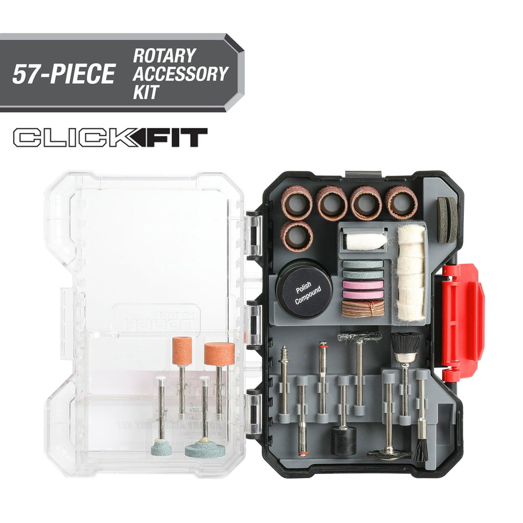 Hyper Tough 57-Piece Sanding and Polishing Rotary Tool Accessory Kit in Click Fit? Case, Model 43130CF