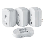 Hyper Tough Indoor 3 Pack 1-Outlet Wireless Remote Control, White