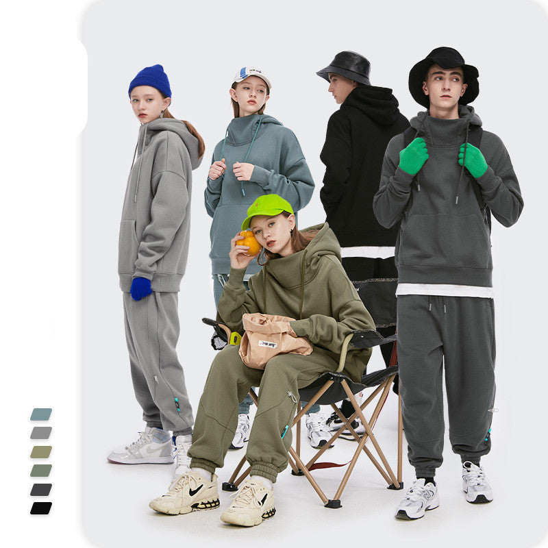 Stand-up collar oversize drop shoulder hoodie Pi-Mart