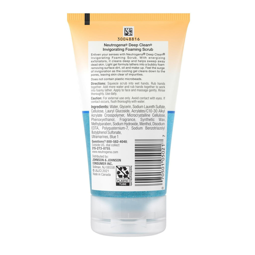 Neutrogena Deep Clean Invigorating Foaming Gel Face Scrub, 4.2 fl. oz