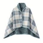 1pc Cozy Polar Fleece Shawl Blanket - Soft Double Layer Thick Plaid Pattern, Warm Autumn and Winter Wearable Throw Blanket for Office, Home, and Outdoor - Perfect for Chilly Days and Gift Giving