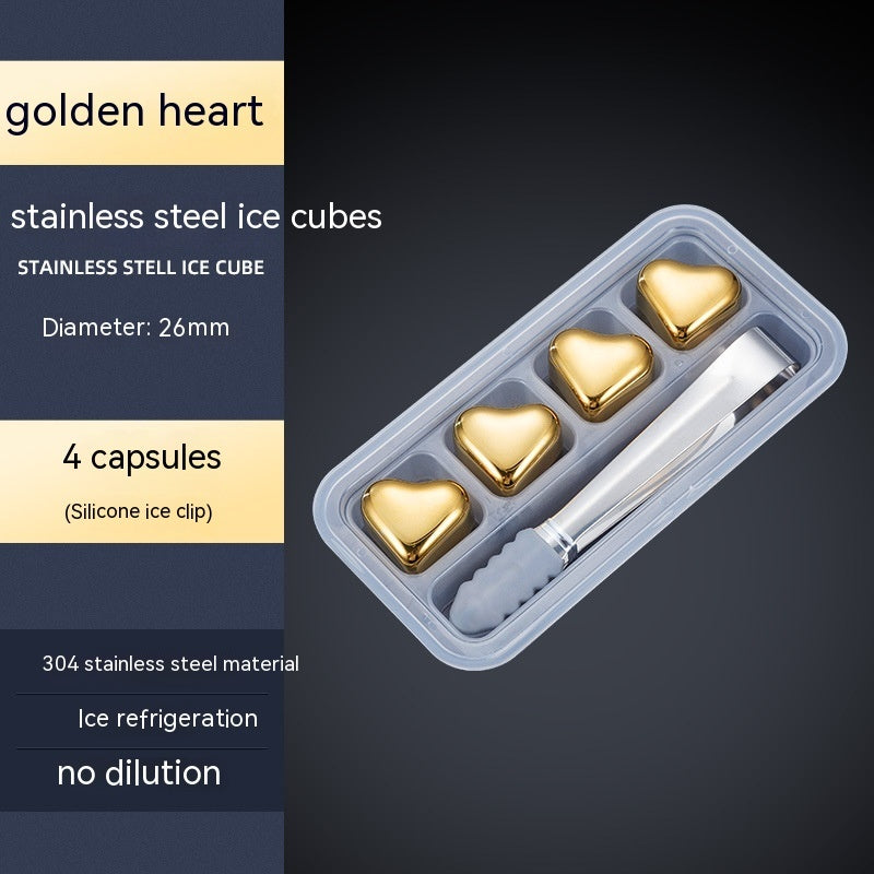 304 Heart-shaped Gold Stainless Steel Ice Cube Pi-Mart