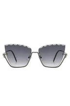 Half Frame Square Tinted Cat Eye Sunglasses