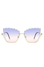 Half Frame Square Tinted Cat Eye Sunglasses