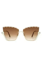 Half Frame Square Tinted Cat Eye Sunglasses