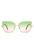 Half Frame Square Tinted Cat Eye Sunglasses