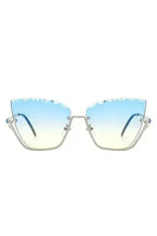 Half Frame Square Tinted Cat Eye Sunglasses