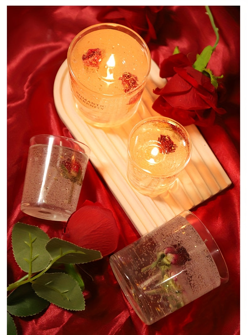 Rose Jelly Scented Candle for Aromatherapy, Romantic Atmosphere - Ideal for Birthdays, Valentine's Day, Anniversaries, Thanksgiving, Christmas - 1pc, Soy Wax in Glass Jar Lootquake LLC