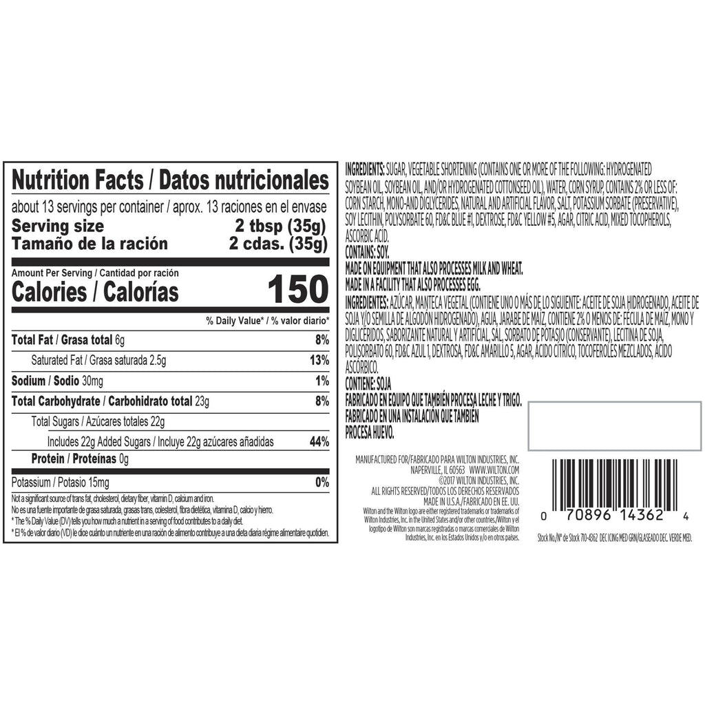 Wilton Creamy Decorator Icing, Green, Vanilla Flavored,16 oz. EasyOptionXY LLC