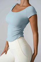 Round Neck Short Sleeve Active T-Shirt THRIXINE