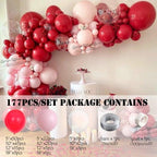 177Pcs Matte Pastel Pink Ruby Red Balloon Garland Kit Set For Valentine Wedding Balloons Home Party Decors Bridal Showers Red Ballons for Girls Birthday Party Stevvex