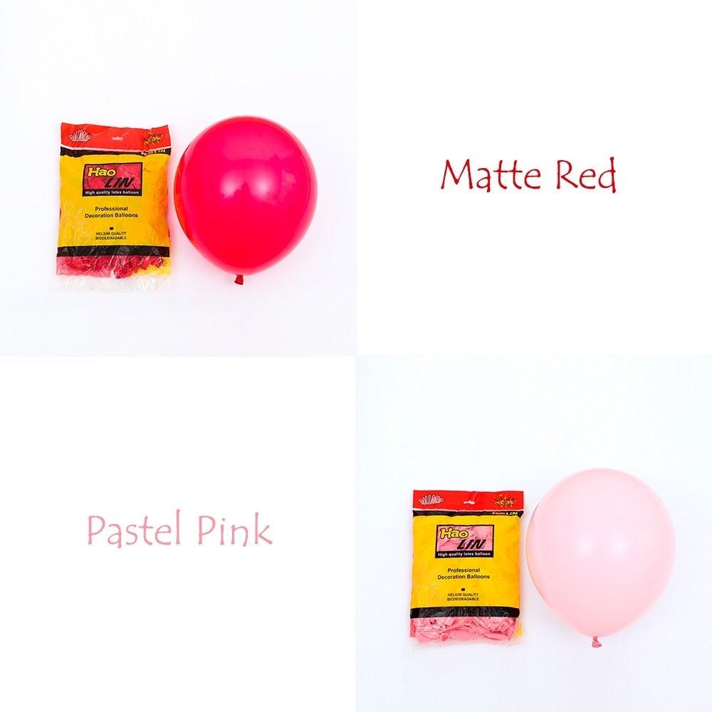 177Pcs Matte Pastel Pink Ruby Red Balloon Garland Kit Set For Valentine Wedding Balloons Home Party Decors Bridal Showers Red Ballons for Girls Birthday Party Stevvex
