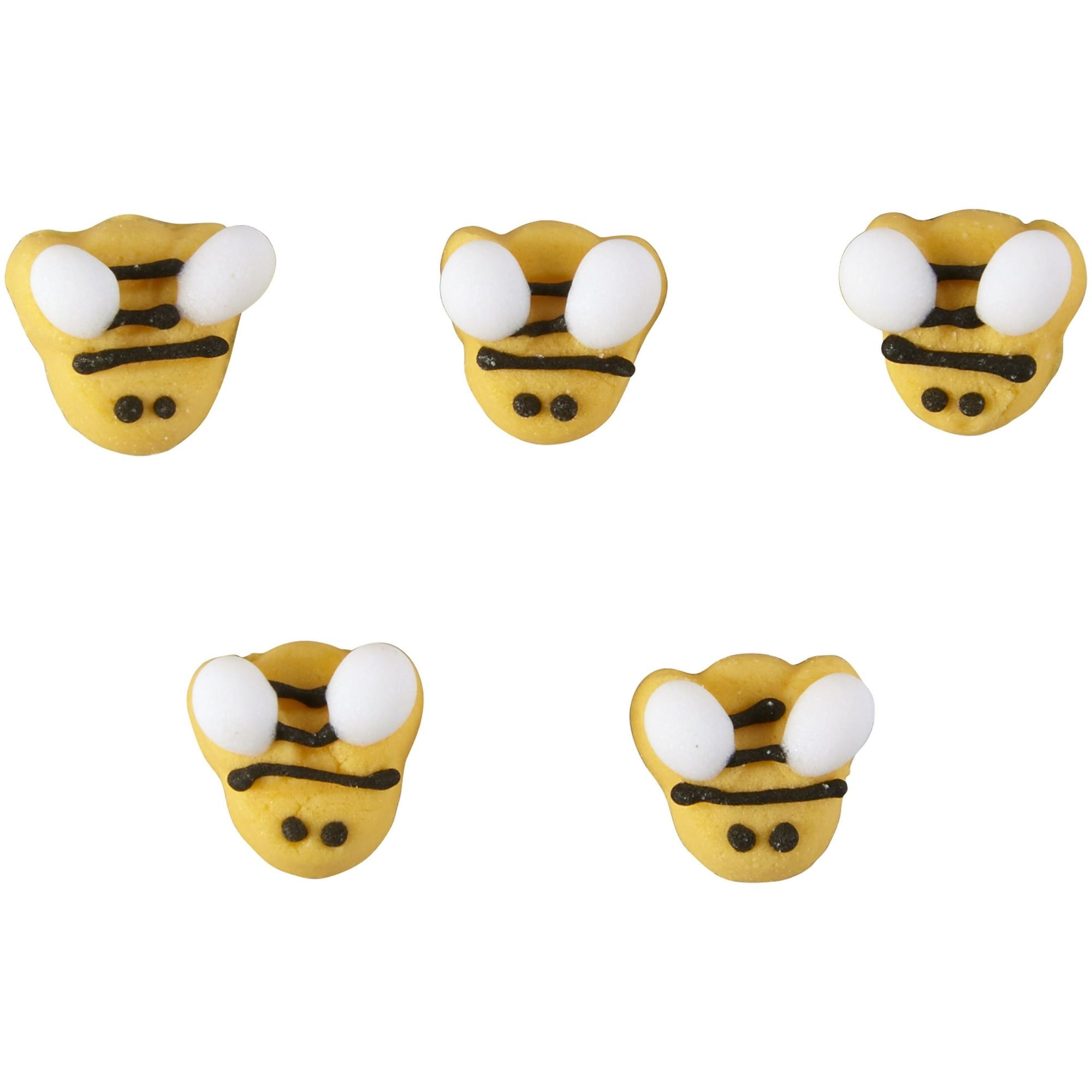 Wilton Bumble Bee Icing Decorations, Yellow, Black and White, 18-Count, Bee Form