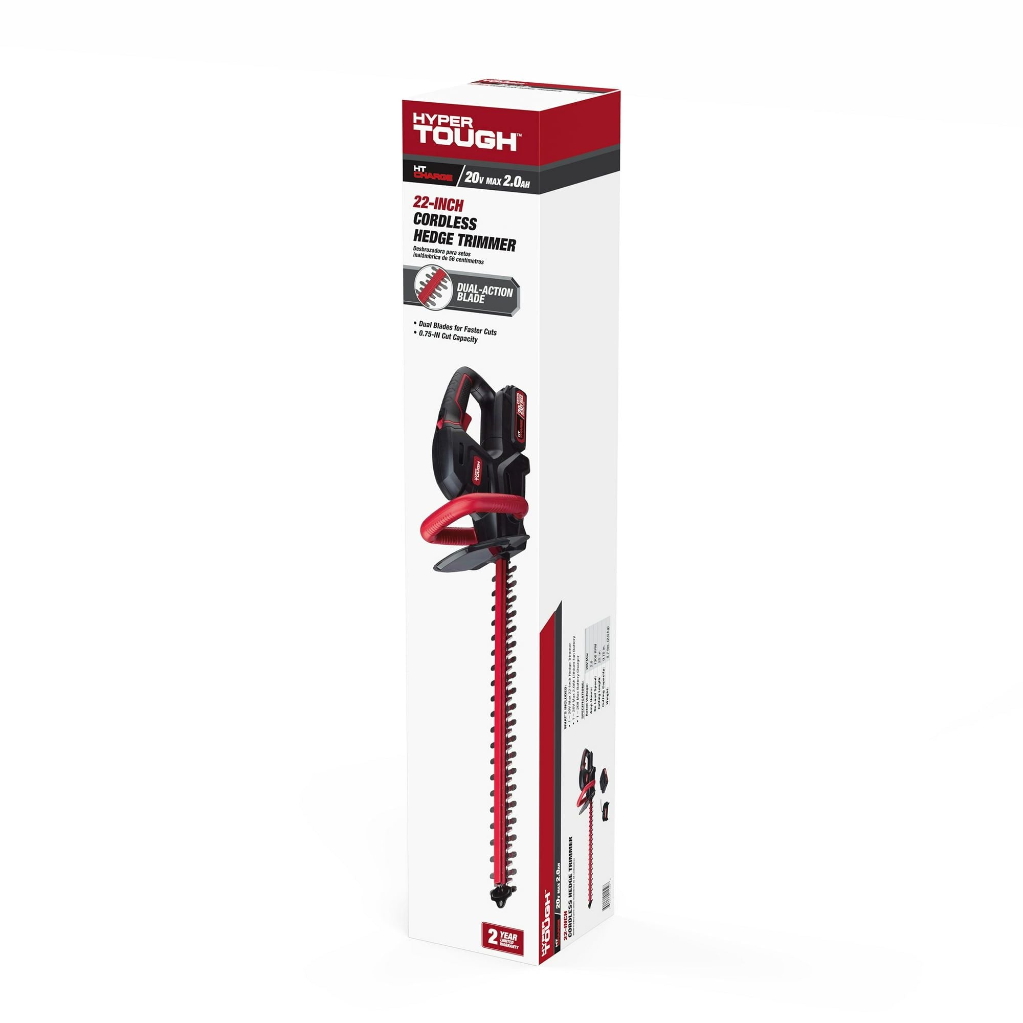 Hyper Tough 20V Max 22-inch Cordless Battery Powered Hedge Trimmer, HT21-401-003-07 EasyOptionXY LLC