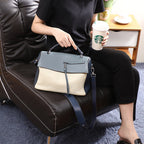 Genuine leather bag for female bag shoulder bag large capacity with contrast color pattern tote - SJB-DIAMOND ELITES
