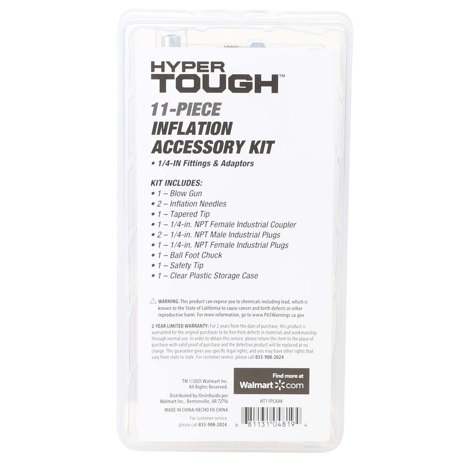 Hyper Tough 11-Piece Portable Inflation Steel Accessory Kit for Air Compressors, HT11PCAAK, Assembled Product Weight: 0.788lbs