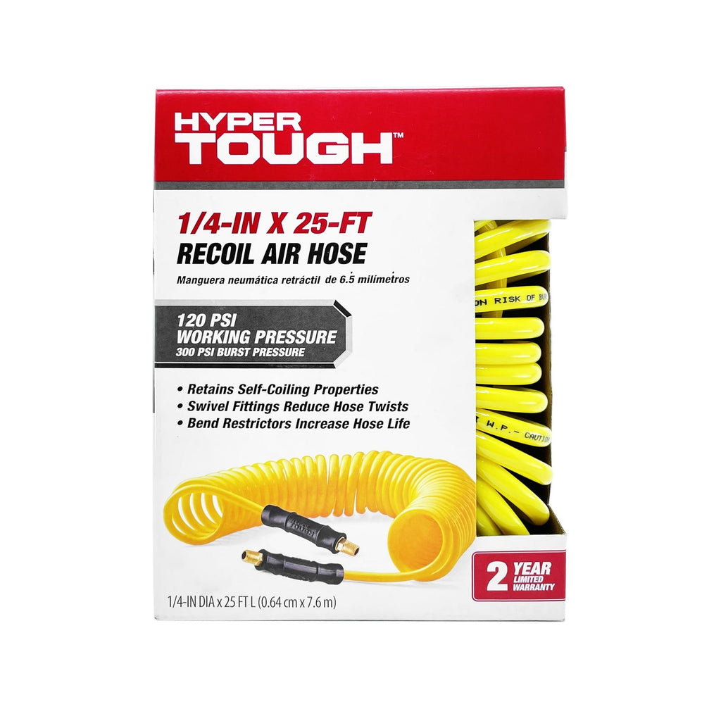 Hyper Tough 1/4" x 25' PU Recoil Air Hose with 1/4' MNPT- Most Light Weight, Flexible & Reliable Hose EasyOptionXY LLC