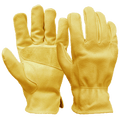 Hyper Tough Cowhide Leather Work Gloves, Size Large, Golden Color