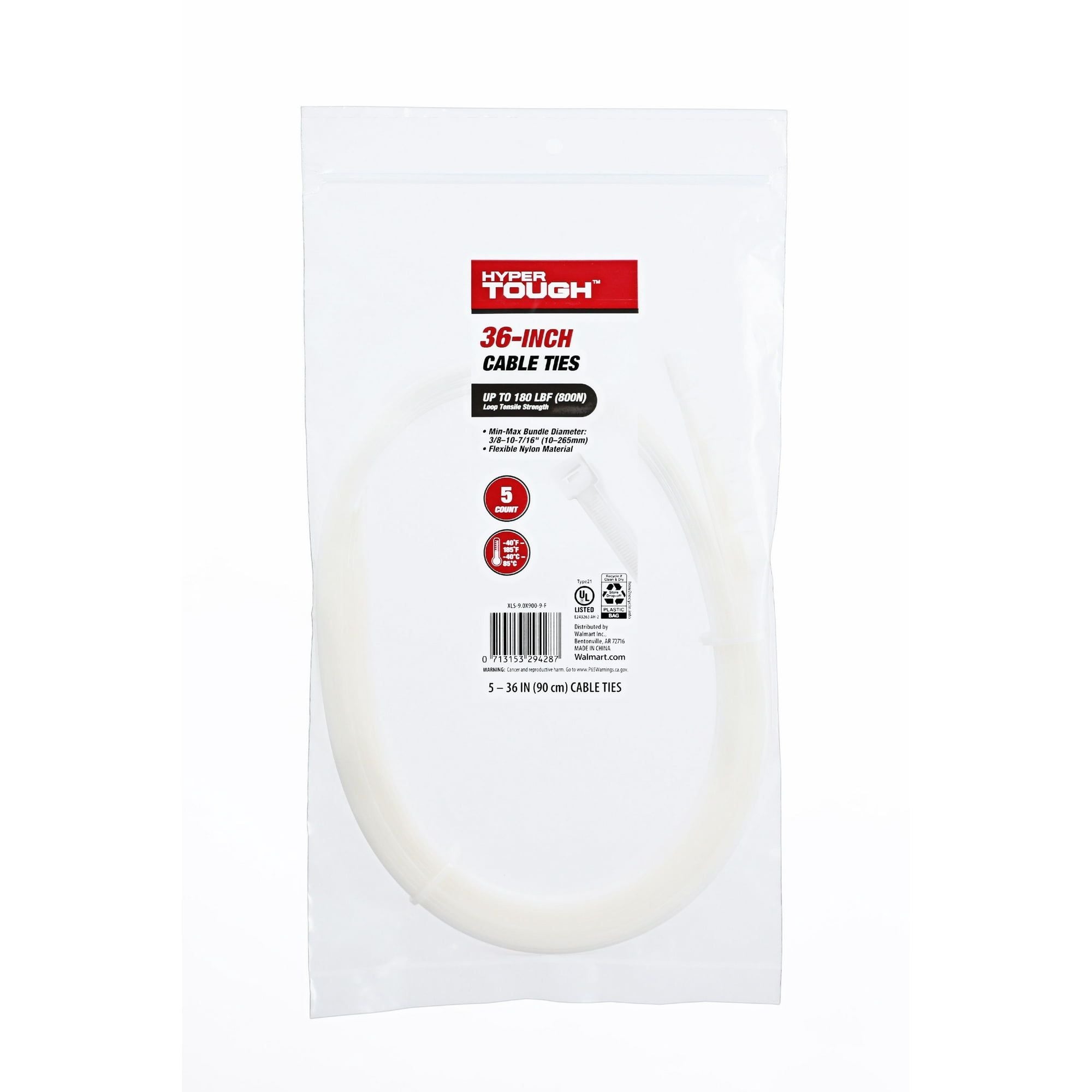 Hyper Tough 36inch Cable Tie Natural 5Pcs