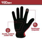 Hyper Tough All Purpose Performance Work Gloves, Synthetic Leather, Black and Red, Adult, Unisex, Medium EasyOptionXY LLC