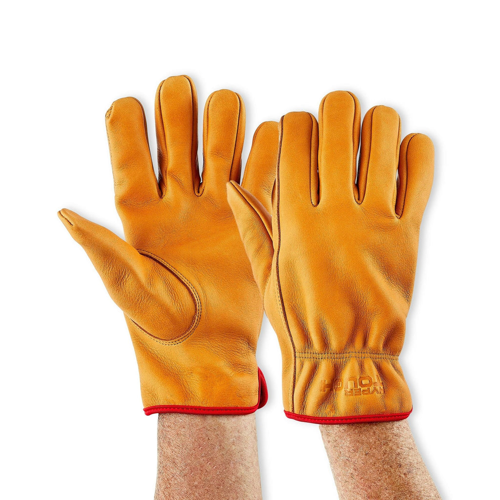 Hyper Tough Water Resistant Men's Cowhide Leather Work Gloves, Brown EasyOptionXY LLC