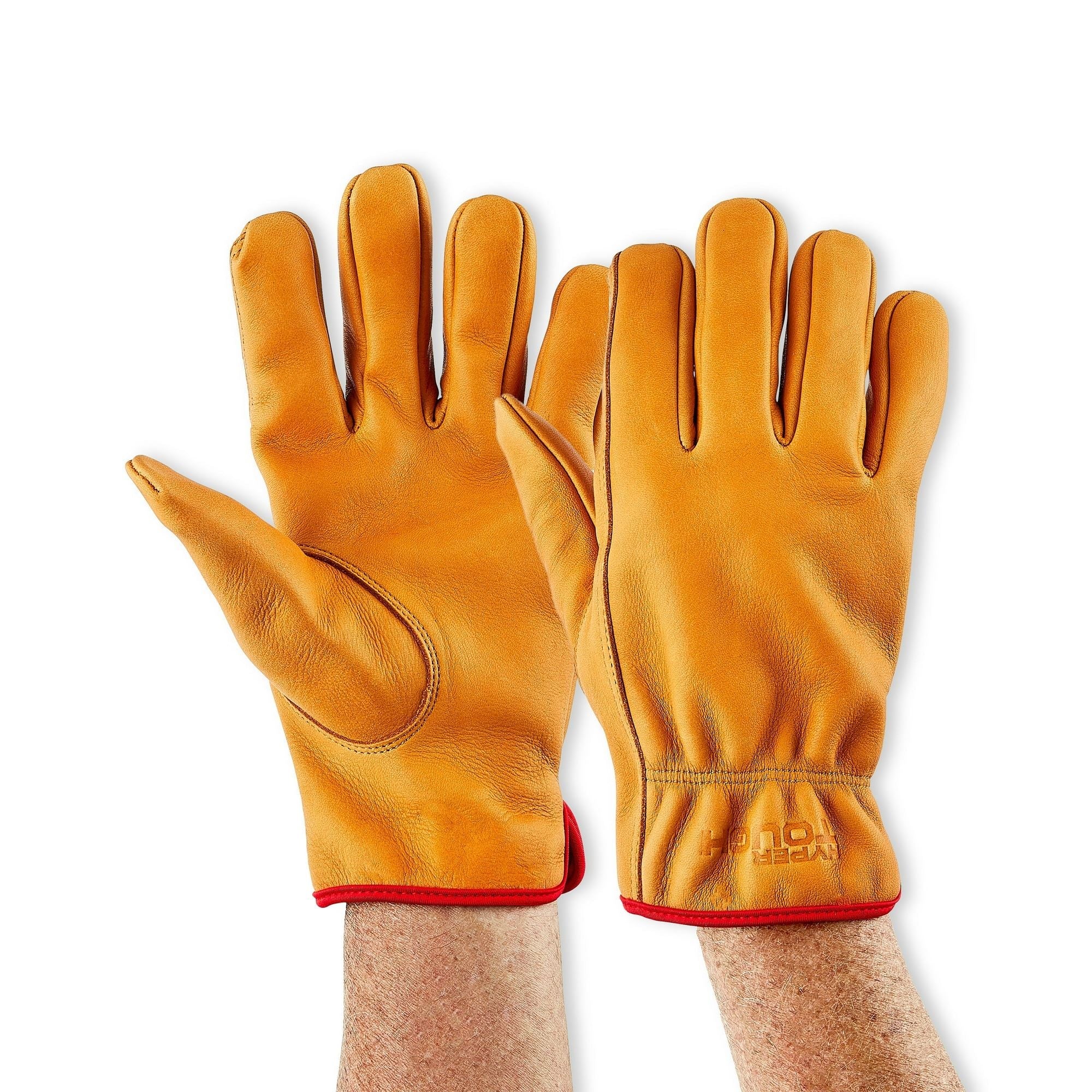 Hyper Tough Water Resistant Men's Cowhide Leather Work Gloves, Brown EasyOptionXY LLC