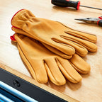 Hyper Tough Water Resistant Men's Cowhide Leather Work Gloves, Brown EasyOptionXY LLC