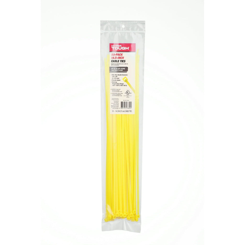 Hyper Tough 14.5 inch 75lb Yellow Cable Ties 50 Count