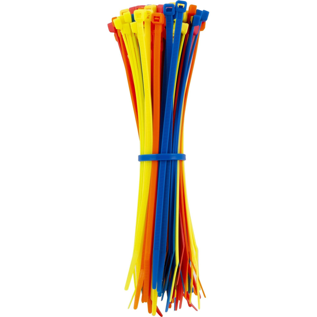 Hyper Tough 4in. Assorted Color Zip Ties 100 Pack, 18lb. Tensile Strength, Nylon Mount Cable Ties, Resealable Bag, 38100