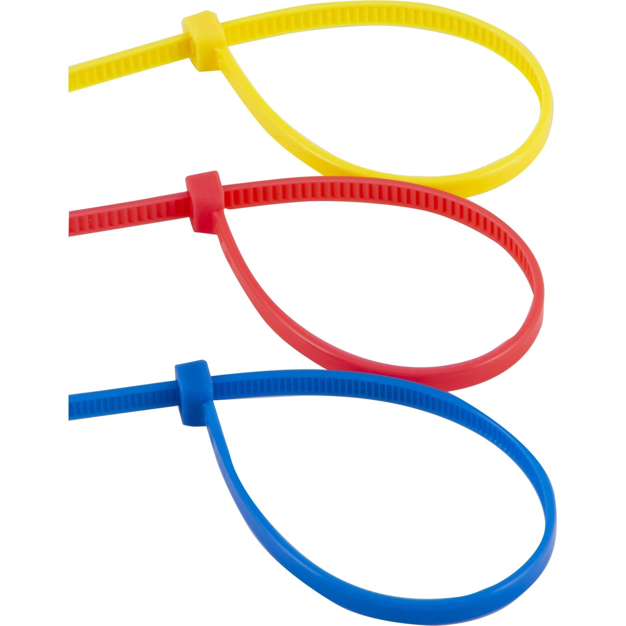 Hyper Tough 4in. Assorted Color Zip Ties 100 Pack, 18lb. Tensile Strength, Nylon Mount Cable Ties, Resealable Bag, 38100