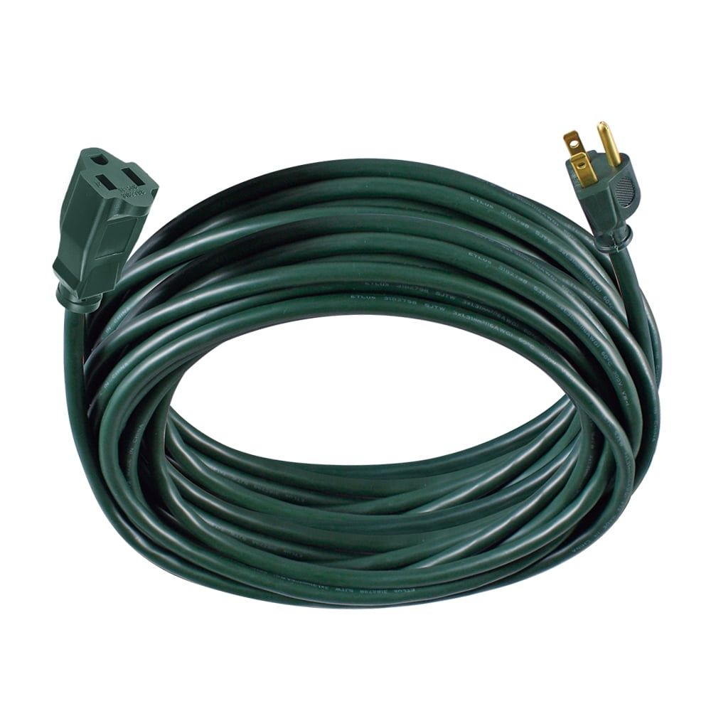 Hyper Tough 50 ft 16AWG 3-Prong Green Single Outlet Outdoor Extension Cord, 13 amps