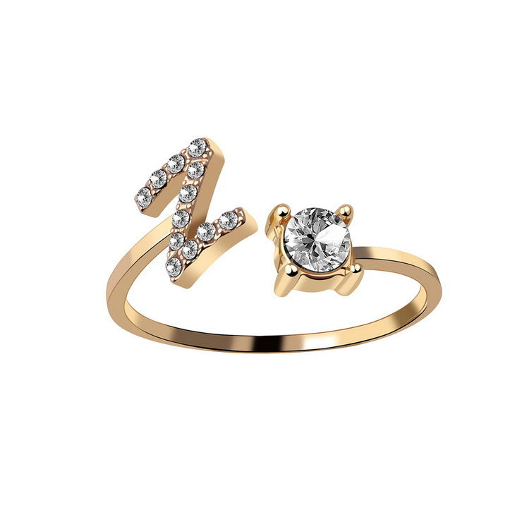 Adjustable 26 Initial Letter Ring Fashion Jewelry For Women Simple Elegant Jewelry Pi-Mart