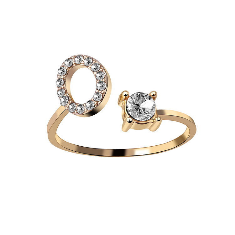 Adjustable 26 Initial Letter Ring Fashion Jewelry For Women Simple Elegant Jewelry Pi-Mart