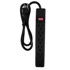 Hyper Tough 6 Outlets Power Strip with 2.5 ft Cord,15A, 125V,Black