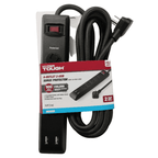 Hyper Tough Indoor 4-Outlet 10ft Surge Protector 900 Joule Protection with 2 USB Ports, Black