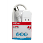 Hyper Tough 3 Outlets Power Strip with 6 Awg 1Ft. Cord, White Color, 125V, 13A