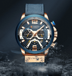 Men's Sports Waterproof Watch With Leather Belts, Chronometers And Large Numbers Details Luxury Watches Unique Design Excellent Gift Stevvex
