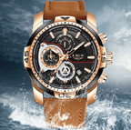 Men's Elegant Waterproof  Watch With Leather Straps   Business Style Watches Unique Design Perfect Gift For Your Man Stevvex