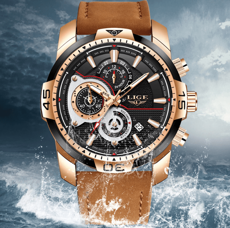 Men's Elegant Waterproof  Watch With Leather Straps   Business Style Watches Unique Design Perfect Gift For Your Man Stevvex