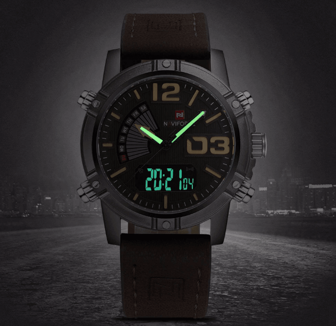 Men's Multifunction Digital Analog Waterproof Watch With Alarm And Automatic Time Zones Unique Design Excellent Gift - SJB-DIAMOND ELITES