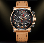 Men's Waterproof Modern Watch With Leather Belts, Stainless Steel Case Excellent Look Perfect Gift Stevvex