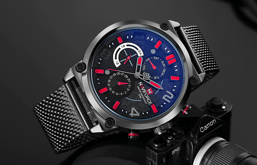Men's Multifunction Analog Quartz Watches Waterproof Wrist Watch With Stainless Steel Mesh Band Excellent Design Perfect Gift - SJB-DIAMOND ELITES