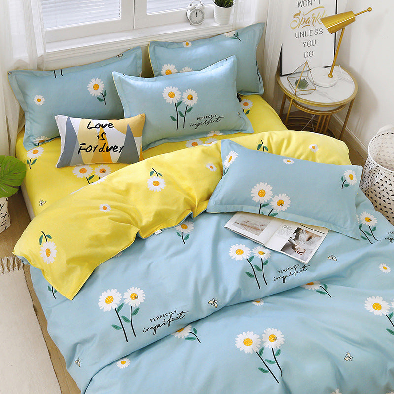 Washed Cotton Four-piece Duvet Cover Sheet Bedding Pi-Mart