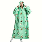 1pc Oversized Cartoon Hooded Blanket Sweatshirt, Ultra Cozy Wearable Fleece Throw for Adults, Extra Warm and Soft Pullover for Lounging, Gift Idea Lootquake LLC